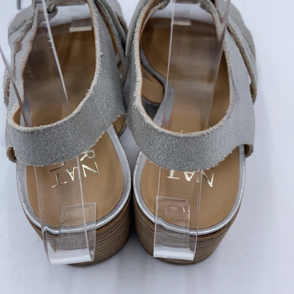 Euc Naturalizer Felicity Leather silver block heel lace up Sandals 6 - Picture 6 of 9